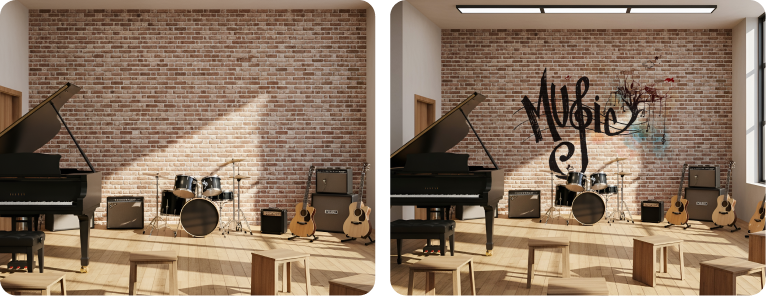 Music Studio Brick Wall Art